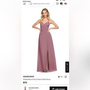 Azazie mauve flows vneck chiffon dress